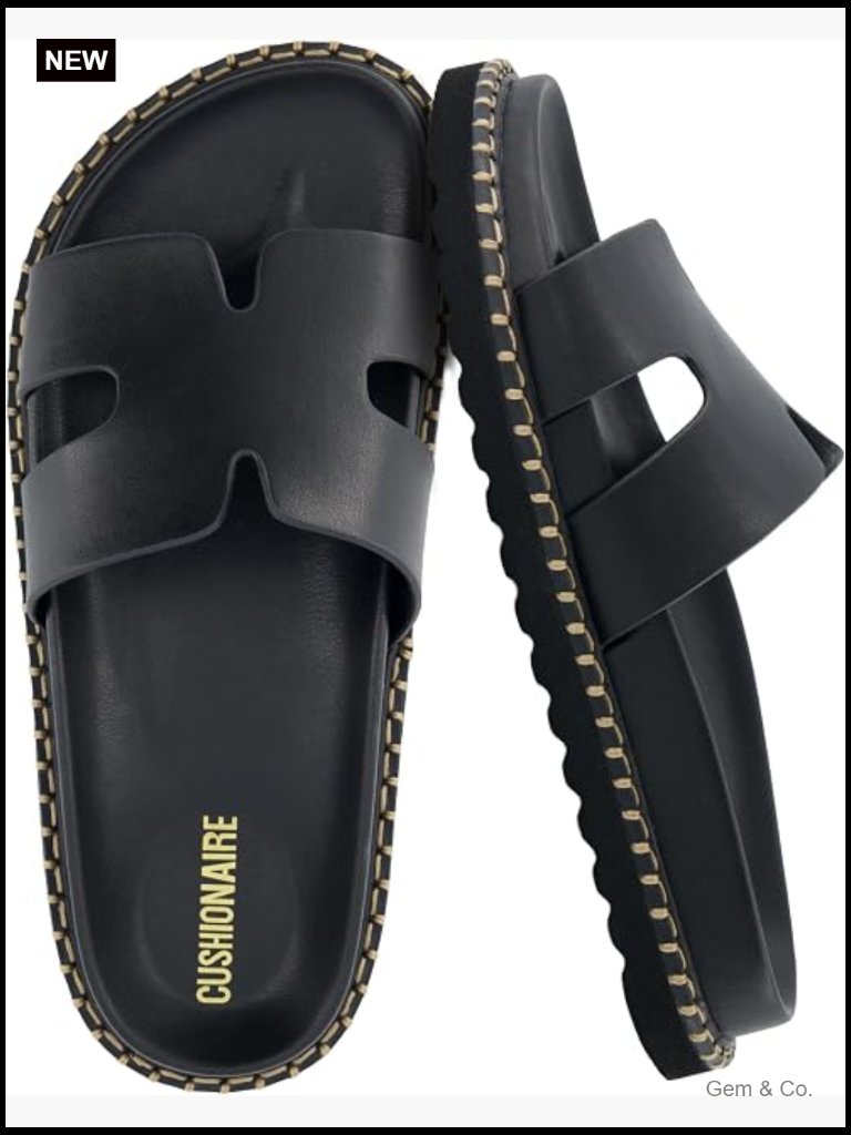 Faux Leather Slide Sandals With Memory Foam, Womens Comfort Shoes, Artisan